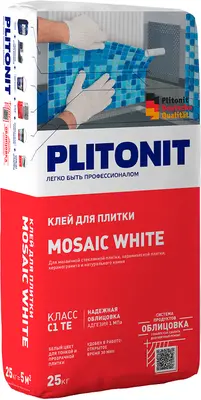 PLITONIT Mosaic White Плиточный клей для мозаики, 25 кг