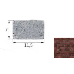 Искусственный декоративный камень Тонкий Кирпич Мега 07-17 тычковый элемент бордовый Forester