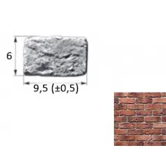 Искусственный декоративный камень Шамотный Кирпич 12-23 тычковый элемент красный Forester