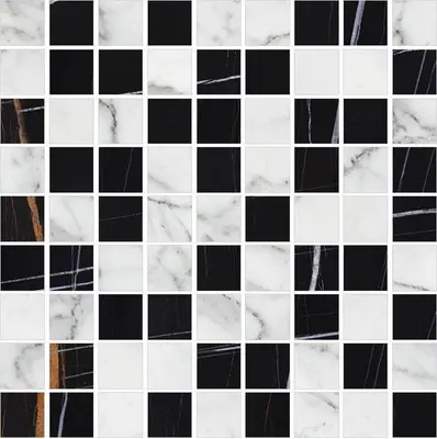 Мозаика Marble Trend Carrara / Nero Dorato K-1000(1004)/MR(LR)/m01 300х300