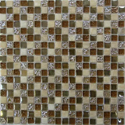 Мозаика стеклянная с камнем Glass Stone 1 300х300 коричневая Bonaparte mosaic