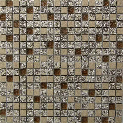 Мозаика стеклянная с камнем Dreams Beige 300х300 бежевая Bonaparte mosaic