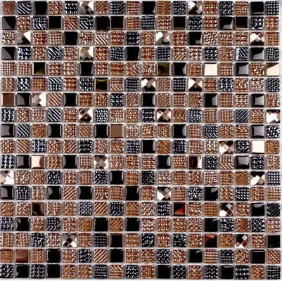 Мозаика стеклянная Crystal brown 300х300 коричневая Bonaparte mosaic