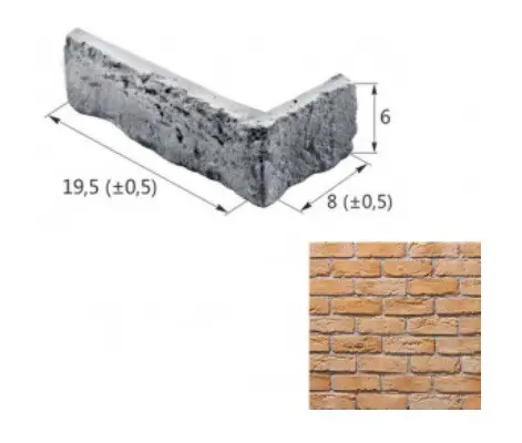 Искусственный декоративный камень Шамотный Кирпич 12-13 угловой элемент бежевый Forester