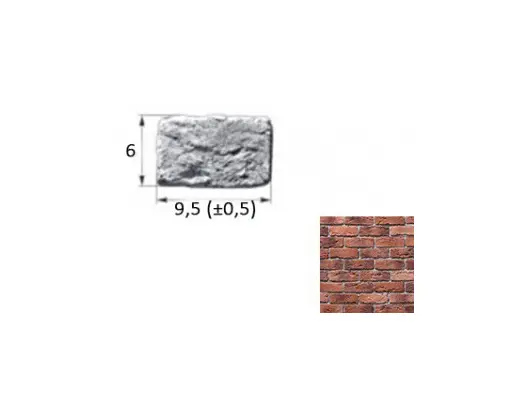 Искусственный декоративный камень Шамотный Кирпич 12-23 тычковый элемент красный Forester
