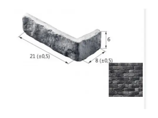Искусственный декоративный камень Старый Кирпич 09-18 угловой элемент черный Forester