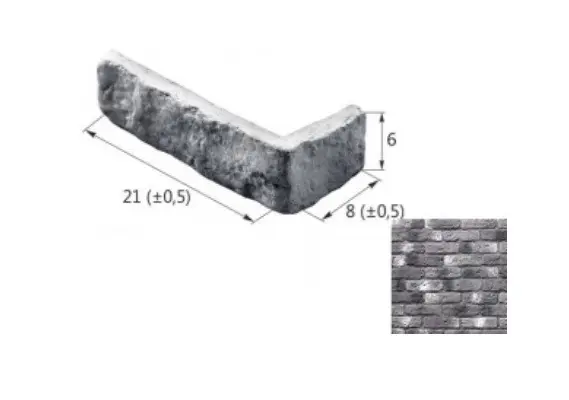 Искусственный декоративный камень Старый Кирпич 09-15 угловой элемент серый Forester