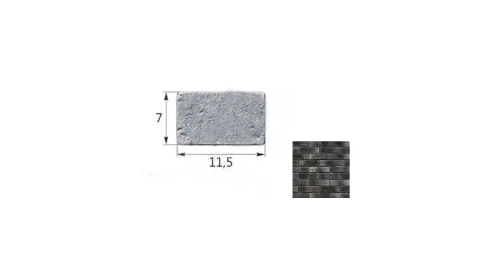 Искусственный декоративный камень Тонкий Кирпич Мега 07-11 тычковый элемент темно-серый Forester